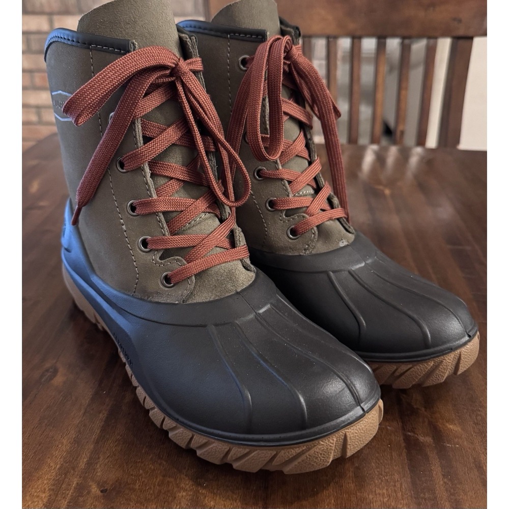 LaCrosse Womens Aero Timber Top 8" Duck Boots Sz 9 Gray Black Leather Waterproof